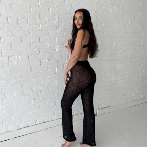 437 swim mesh black flare pants coverup XS/S - Picture 1 of 4